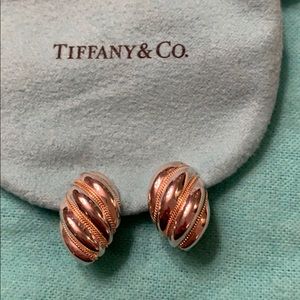 Tiffany & Co. Silver w. Gold rope scallop earrings